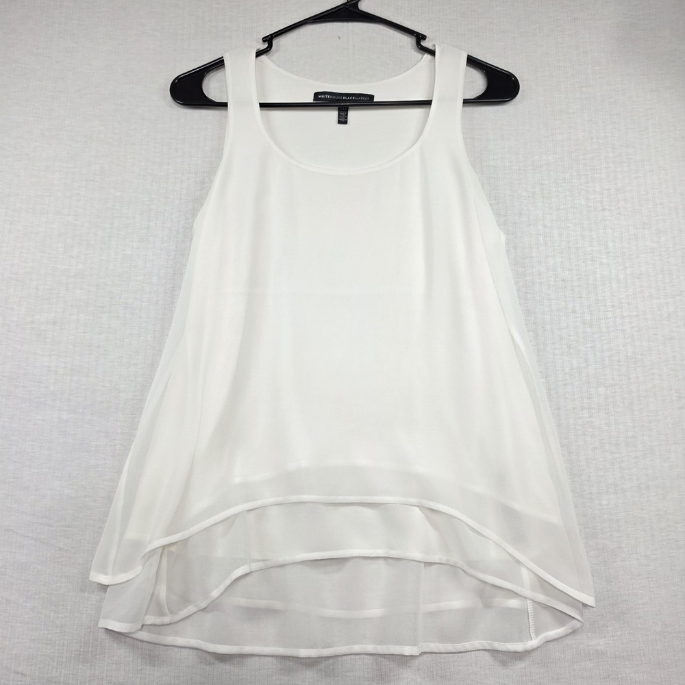 White House Black Market White Tiered Chiffon Tank Top Size XXS Flowy Minimalist